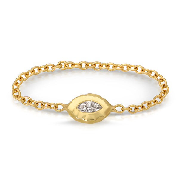 Nesting Gem Chain Ring - Marquis Diamond