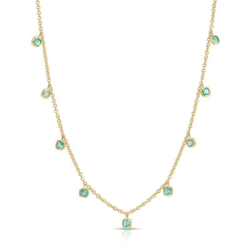 Asscher Emerald Eternity Necklace 9 Stones