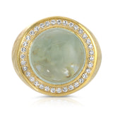 Green Beryl Cabochon Blossom Ring