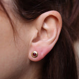 Coral Beach Stud - Pink Tourmaline Cabochon