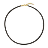 Black Vegan Leather & Gold Necklace