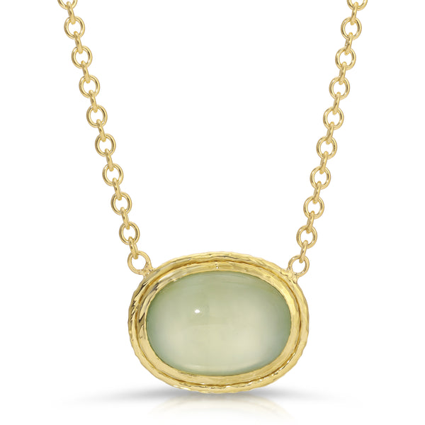 Australian Prehnite Cabochon Botanical Necklace