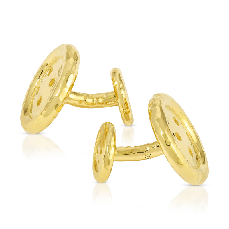 18K Yellow Gold Button Cuff Links