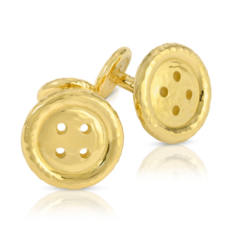 18K Yellow Gold Button Cuff Links