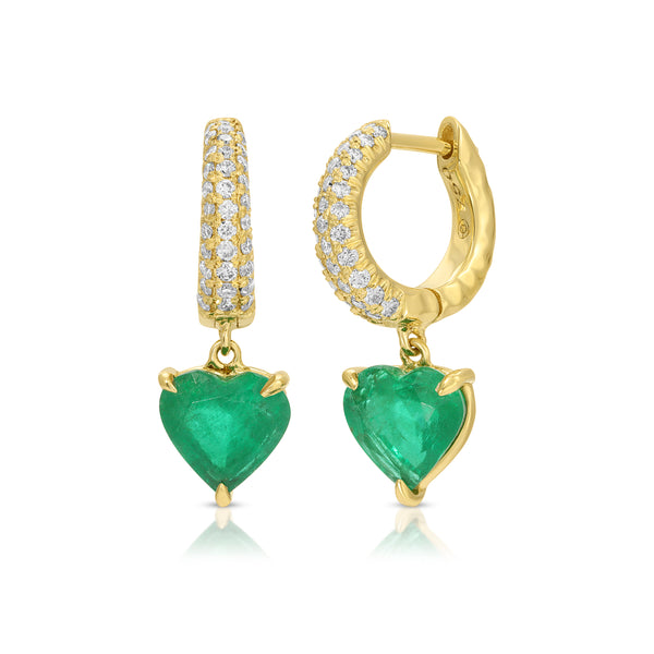 Charmed Pavé Micro Yana Hoop with Mini Emerald Heart