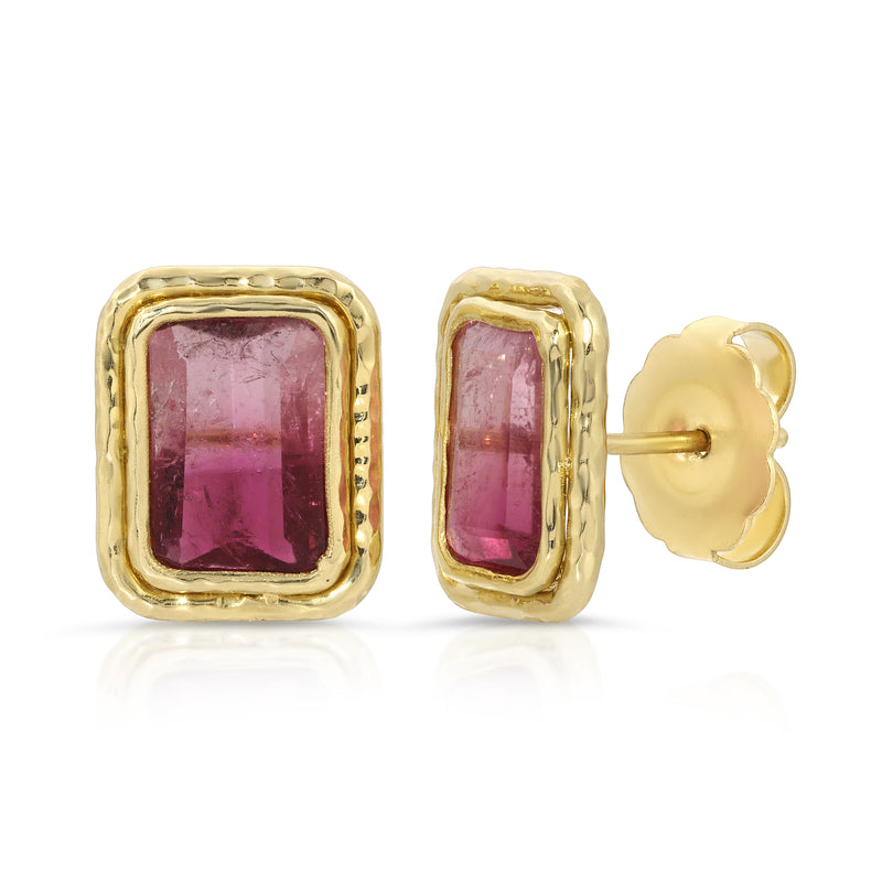 Bi-Color Pink Tourmaline Coral Beach Studs