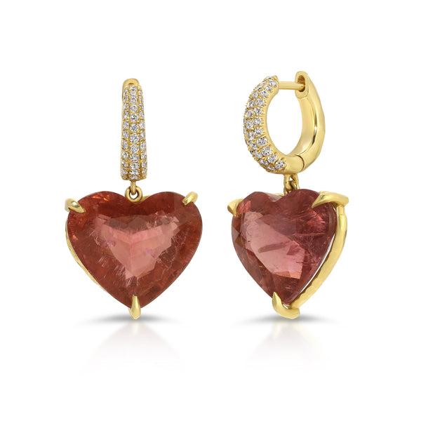 Charmed Pavé Micro Yana Hoop with Rubellite Heart