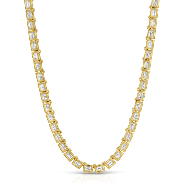 Diamond Nesting Gem Tennis Necklace - Baguette