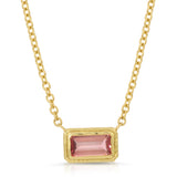 Pink Tourmaline Elbow Beach Necklace