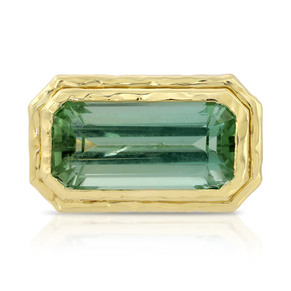 Fern Ring Emerald Cut Green Tourmaline