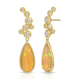 Floating Diamond Nesting Gem and Opal Drop Earrings