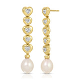 Heart Diamond & Pearl Drop Earring