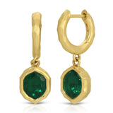 Shield Cut Emerald Hidden Gem Hoops