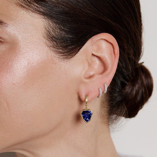 Shield Cut Tanzanite Hidden Gem Hoops