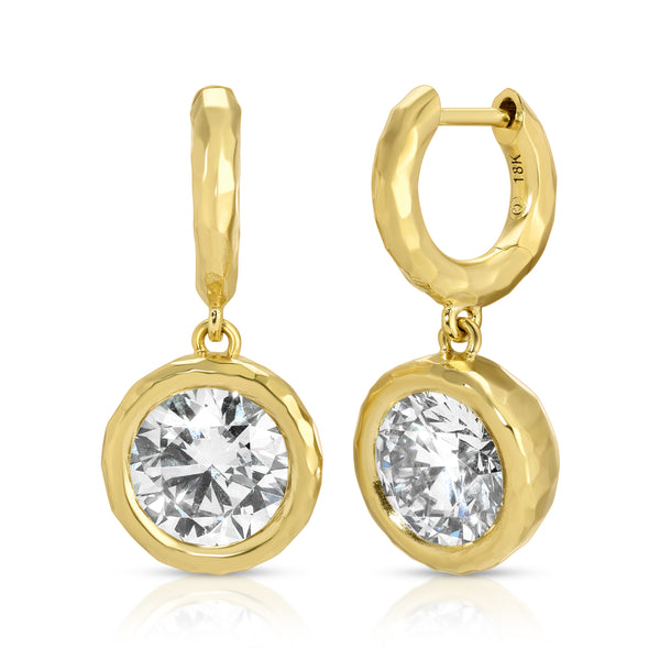 Round Diamond Hidden Gem Hoops