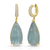 Hightiding Earrings Aquamarine Cabochon and Diamonds