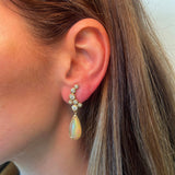 Floating Diamond Nesting Gem and Opal Drop Earrings