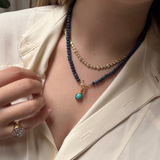 Sapphire Beaded Necklace - 17 Inches