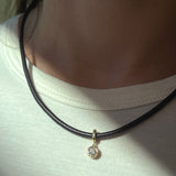 Brown Vegan Leather & Gold Necklace