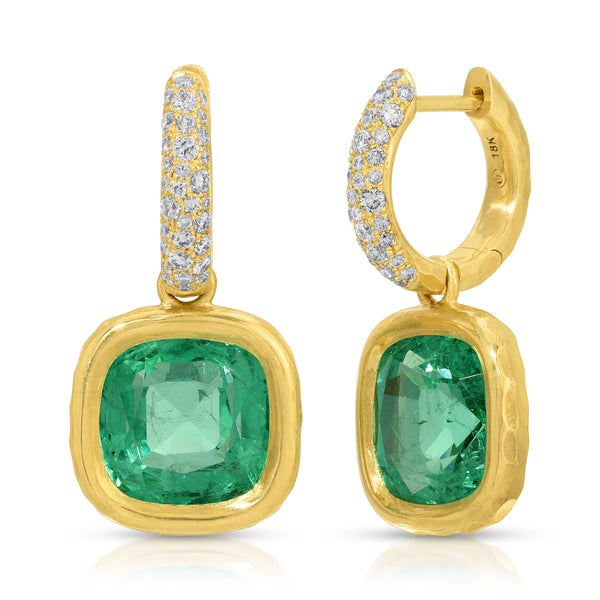 Gemmed Hug Earrings - Emerald