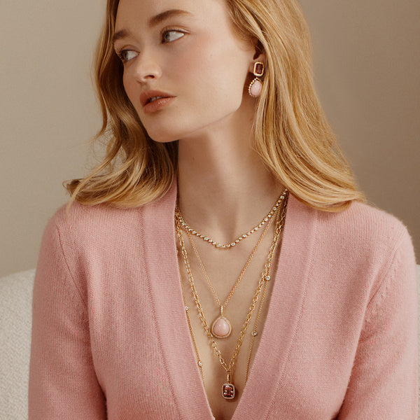 Micro Diamond Nesting Gem Tennis Necklace