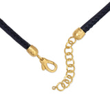 Navy Vegan Leather & Gold Necklace