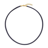Navy Vegan Leather & Gold Necklace