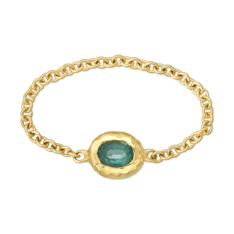 Nesting Gem Chain Ring - Emerald Oval