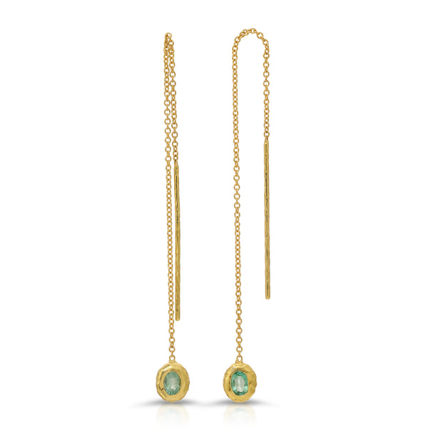 Nesting Gem Drop Earrings - Emerald Oval