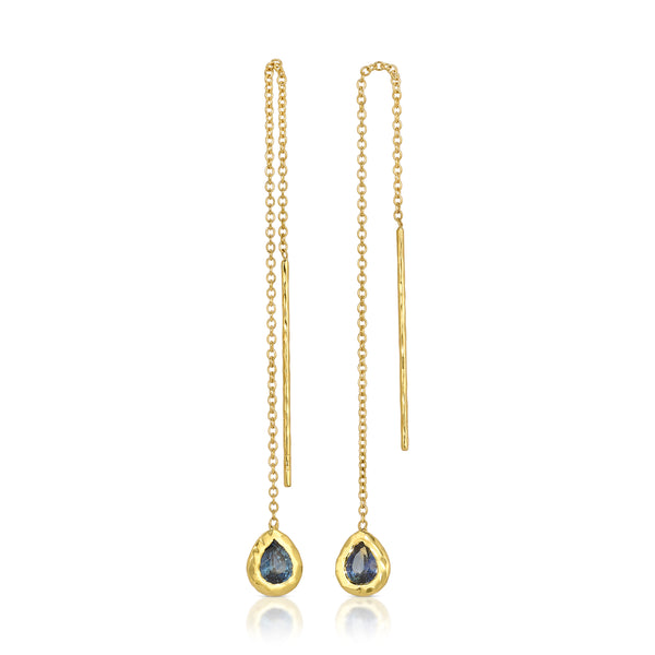 Nesting Gem Drop Earrings - Sapphire - Pear