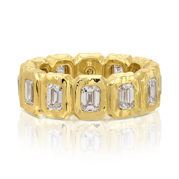 Emerald Cut Diamond Nesting Gem Eternity Ring