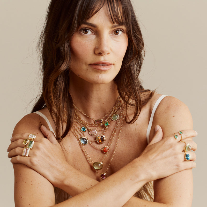 Bermuda Grass Necklace - Diamond & Green Beryl