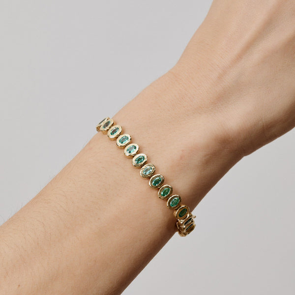 Emerald Oval Nesting Gem Tennis Bracelet