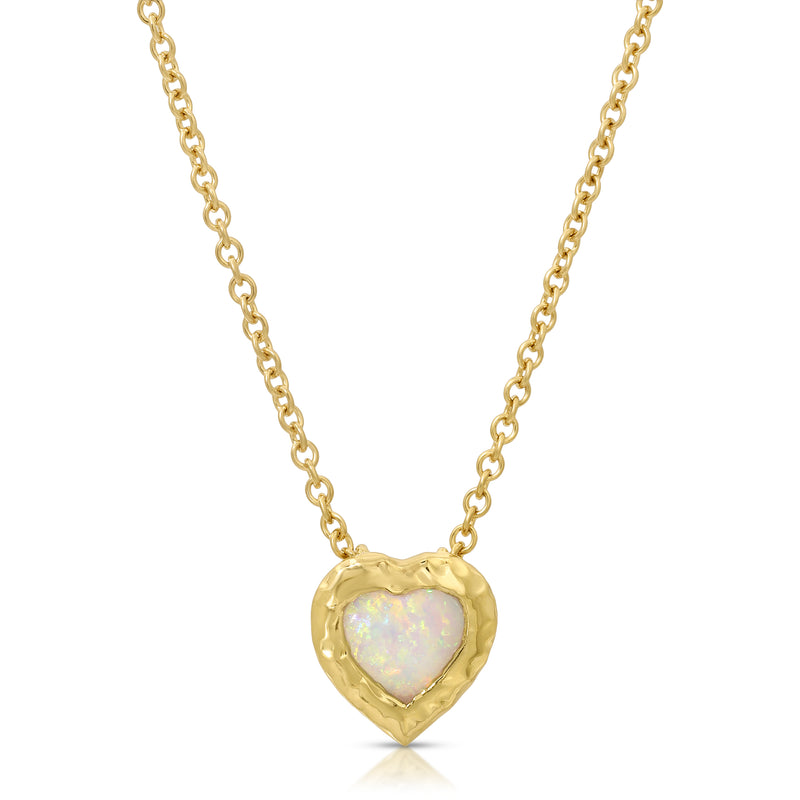 Opal Heart Necklace - Petite