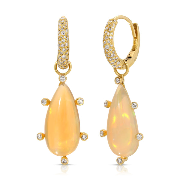 Opal & Diamond Earrings - 6.31 Carats