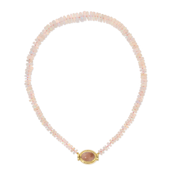 Pink Opalescent Petal Necklace