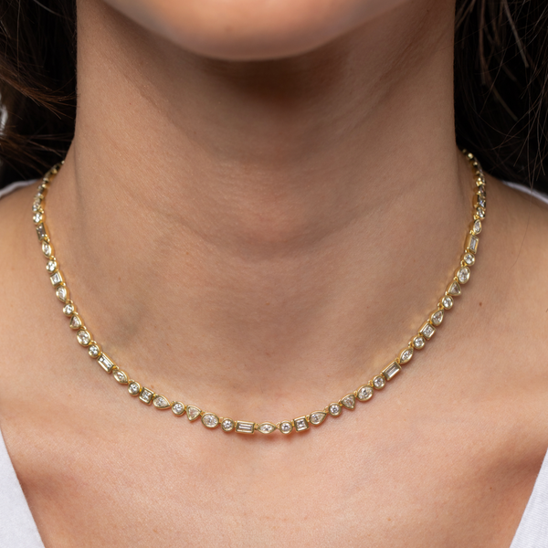 Mix and Match Diamond Nesting Gem Tennis Necklace