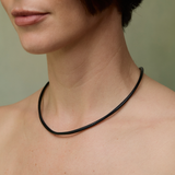 Black Vegan Leather & Gold Necklace