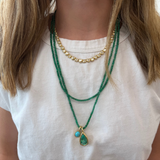 Long Emerald Beaded Necklace