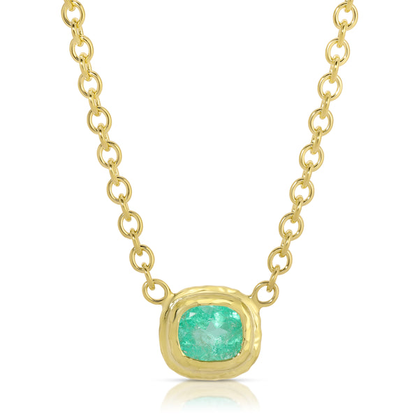 Seafoam Necklace - Emerald Cushion - 1.11 Carats