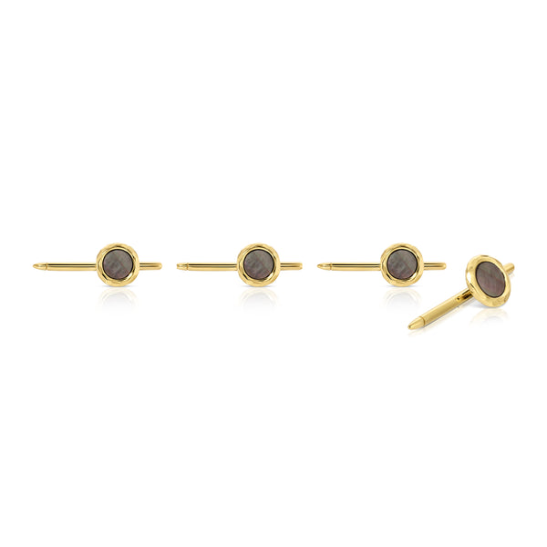 Grey MOP Set of Four Nesting Gem Stone Tux Studs