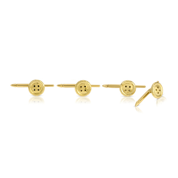 18K Yellow Gold Button Tux Studs