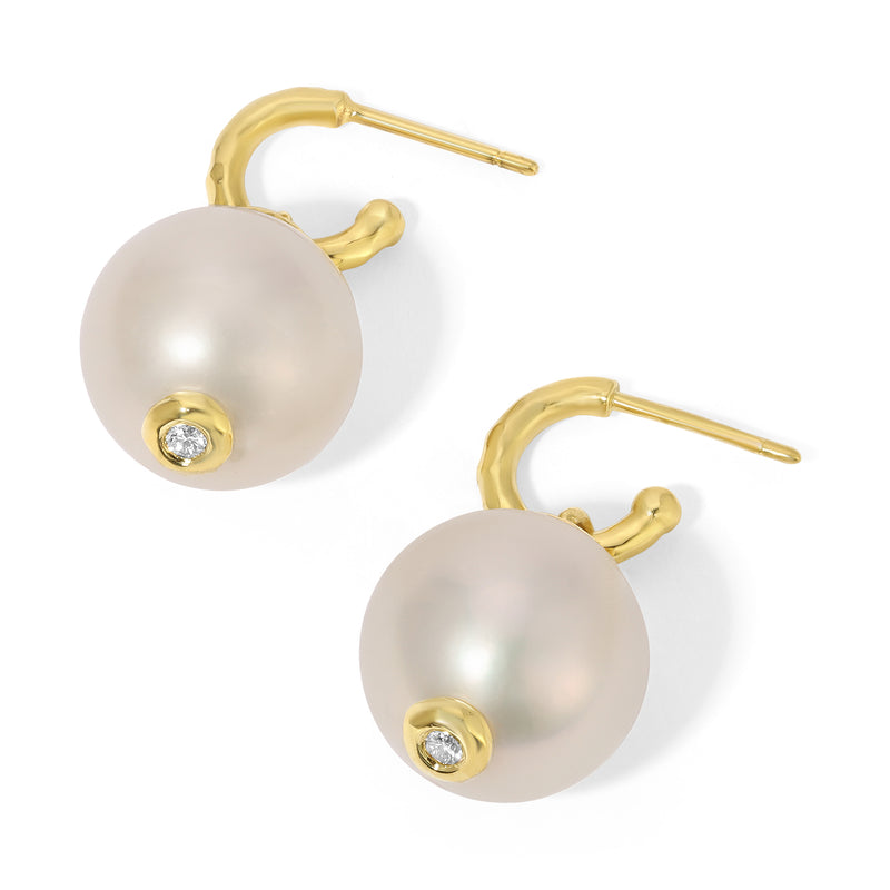 Simple South Sea Pearl Drops with Diamonds