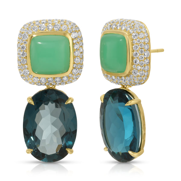 Cobblestone Gemmed Topaz and Chrysoprase Earrings