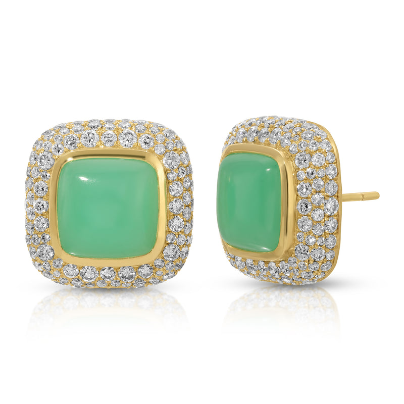 Cobblestone Gemmed Topaz and Chrysoprase Earrings