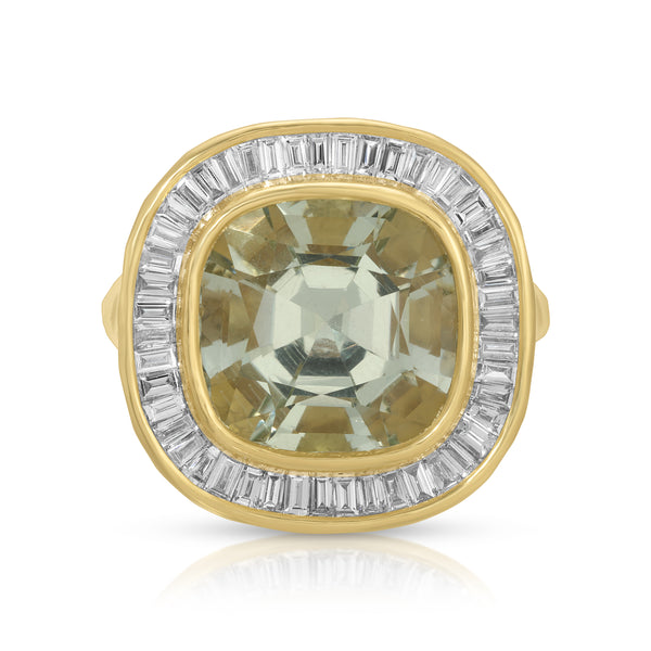 Chroma Ring - Gemmed Green Beryl & Diamond Ring