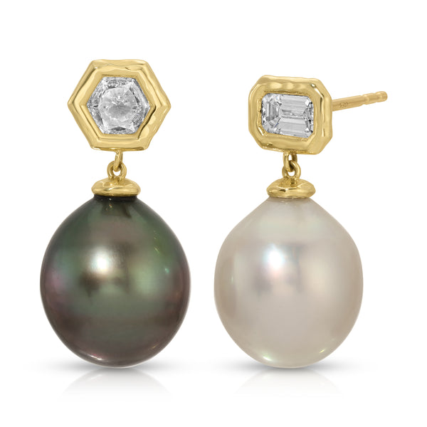 Two Tone Tahitian Pearl Earrings