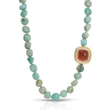 Beaded Nugget Amazonite & Tourmaline Necklace