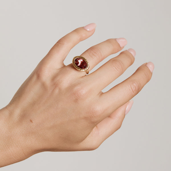 Peach Oval Tourmaline Tribute Ring