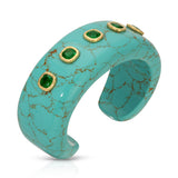 Turquoise & Cushion Cut Emerald Cuff